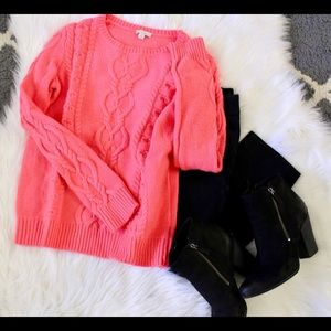 Coral Chunky Cable Knit Sweater